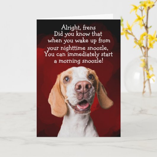 Funny dog gedachte kaart (Gele Bloem)