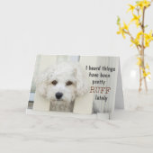 Funny Dog Get Well Soon Ruff Pun Schattige Motivat Kaart (Gele Bloem)