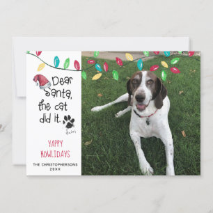 Funny Dog Gezegde Holiday Lights Foto Dog Name Feestdagenkaart