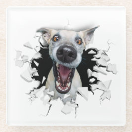 Funny dog gezicht glazen onderzetter