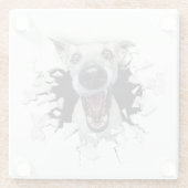 Funny dog gezicht glazen onderzetter (Achterkant)