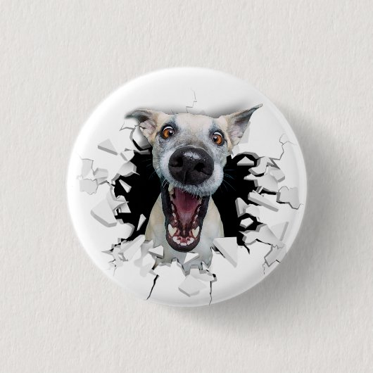 Funny dog gezicht ronde button 3,2 cm (Voorkant)