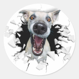 Funny dog gezicht ronde sticker
