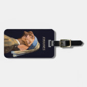 Funny Dog Girl met een parelaar die Vermeer Parody Bagagelabel (Voorkant horizontaal)