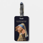 Funny Dog Girl met een parelaar die Vermeer Parody Bagagelabel (Achterkant verticaal)