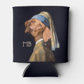 Funny Dog Girl met een parelaar die Vermeer Parody Blikjeskoeler (Voorkant)