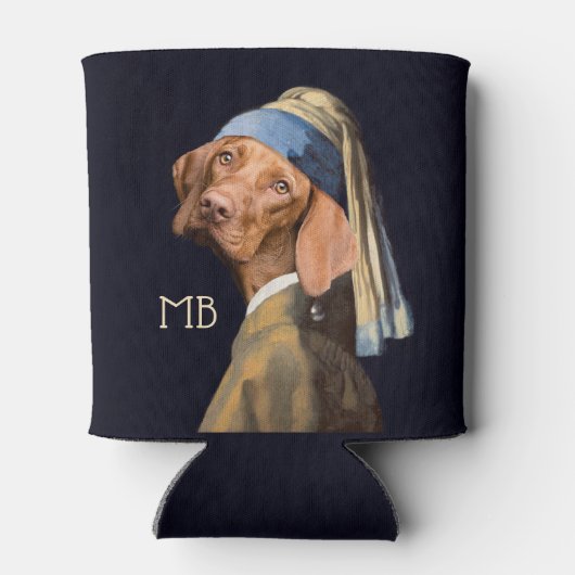 Funny Dog Girl met een parelaar die Vermeer Parody Blikjeskoeler (Achterkant)