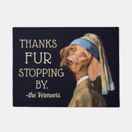 Funny Dog Girl met Pearl Vermeer Fur Pun Deurmat