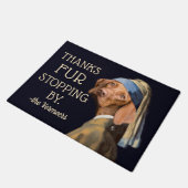 Funny Dog Girl met Pearl Vermeer Fur Pun Deurmat (Schuin)