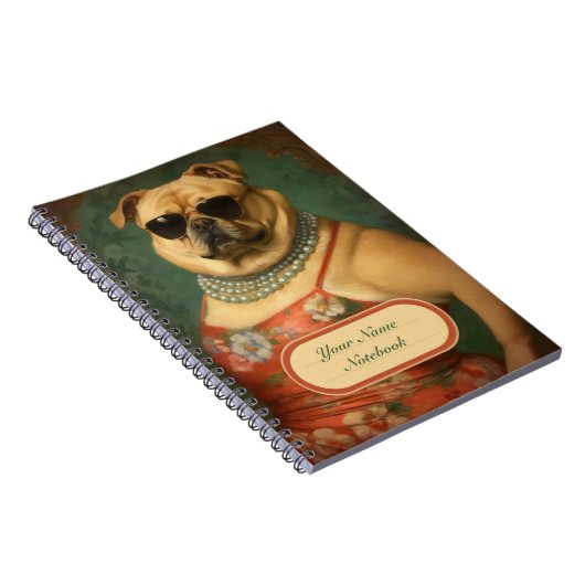  Funny Dog Glam Lady Spiral Notitieboek (Rechterzijde)