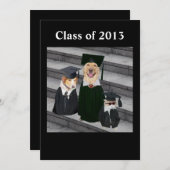 Funny Dog Graduation Party Invitation Kaart (Voorkant / Achterkant)