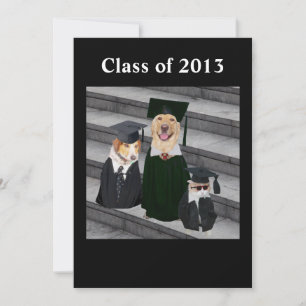 Funny Dog Graduation Party Invitation Kaart