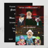Funny Dog Graduation Party Invitation Kaart (Voorkant / Achterkant)