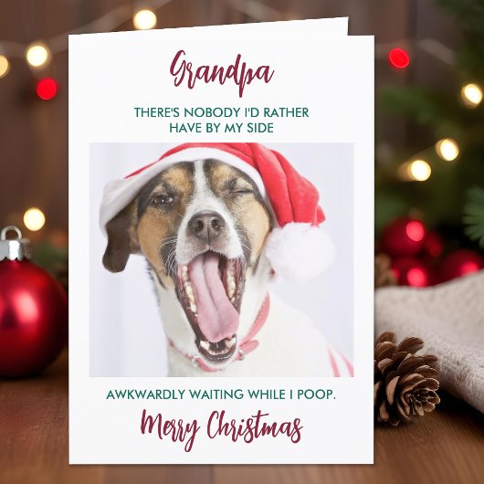 Funny Dog Granddog Pet met kerstfoto Feestdagen Kaart