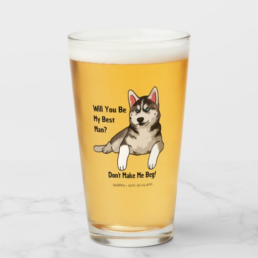 Funny Dog Groomsmen Voorstel Wil je mijn bruidegom Glas (Voorkant gevuld)