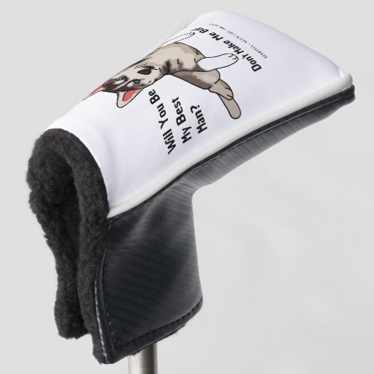 Funny Dog Groomsmen Voorstel Wil je mijn bruidegom Golfheadcover (3/4 voorkant)