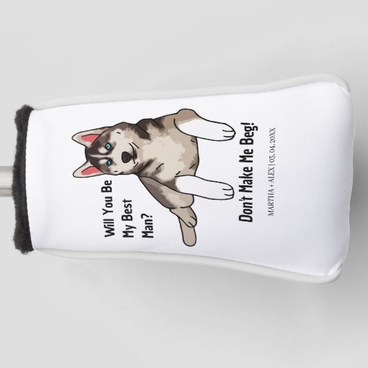 Funny Dog Groomsmen Voorstel Wil je mijn bruidegom Golfheadcover (Voorkant)