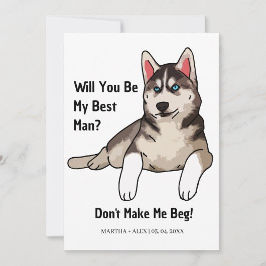 Funny Dog Groomsmen Voorstel Wil je mijn bruidegom Kaart (Voorkant)