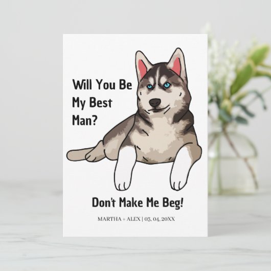 Funny Dog Groomsmen Voorstel Wil je mijn bruidegom Kaart (Staand voorkant)