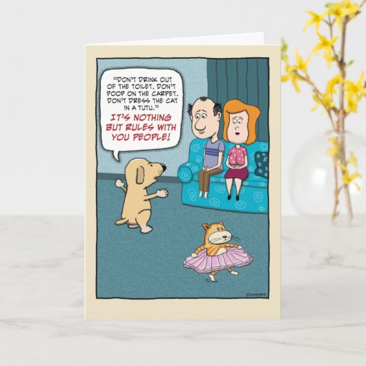 Funny Dog haat alle regels van gisteren Kaart (Gele Bloem)