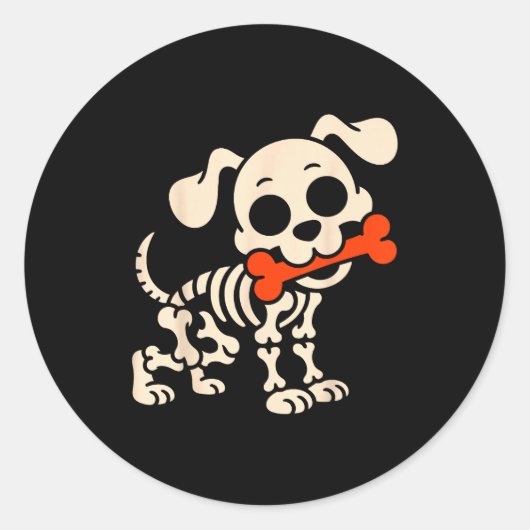 Funny Dog Halloween Skeleton Costume Soky Season  Ronde Sticker (Voorkant)