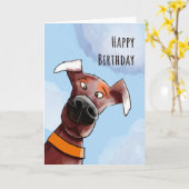 Funny Dog. Happy Birthday. Kaart (Gele Bloem)