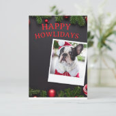 Funny Dog Happy Howlidays Christmas Card Kaart (Staand voorkant)