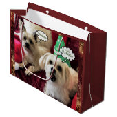 Funny Dog Holiday kerstcadeau Groot Cadeauzakje (Voorkant Gekanteld)