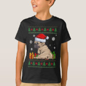 Funny Dog houdt van Cute Pug Santa Hat Oegenkerstm T-shirt (Voorkant)