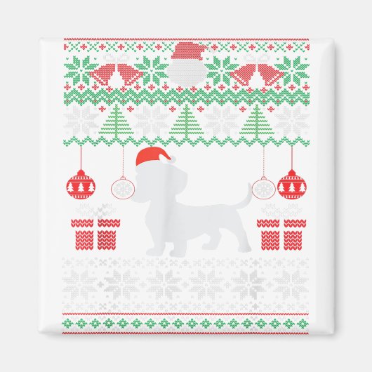 Funny Dog houdt van Dachshund Santa Hat Ugly Chris Magneet (Voorkant)