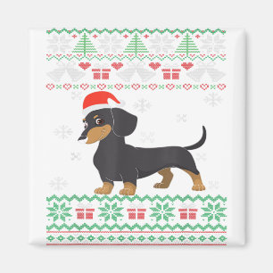 Funny Dog houdt van Dachshund Santa Hat Ugly Chris Magneet