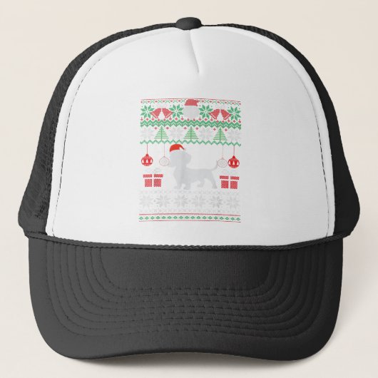 Funny Dog houdt van Dachshund Santa Hat Ugly Chris Trucker Pet (Voorkant)