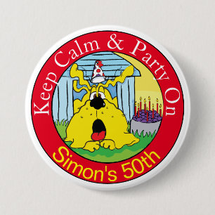 Funny Dog HUH. Birthday Party Ronde Button 7,6 Cm