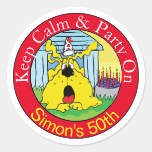 Funny Dog HUH, verjaardagsfeest Ronde Sticker