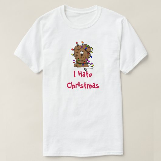 Funny Dog I Hate Kerstmis Feestdagen Lights T-shirt (Design voorkant)