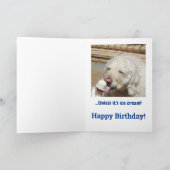 Funny Dog & Ice Cream Birthday Kaart (Binnen)