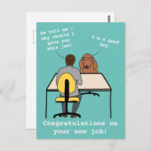 Funny dog illustratie feliciteert nieuwe baan briefkaart (Voorkant / Achterkant)