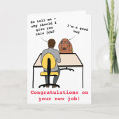 Funny dog illustratie feliciteert nieuwe baan kaart (Voorkant)