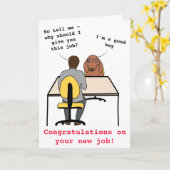 Funny dog illustratie feliciteert nieuwe baan kaart (Gele Bloem)