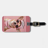 Funny Dog in Roze Schattige Meisje Bagagelabel (Voorkant horizontaal)
