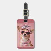 Funny Dog in Roze Schattige Meisje Bagagelabel (Voorkant verticaal)