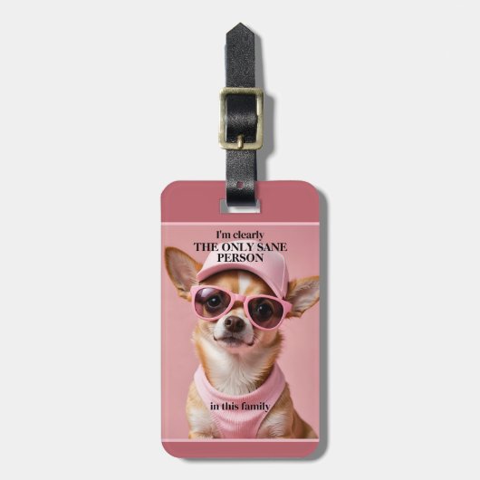 Funny Dog in Roze Schattige Meisje Bagagelabel (Voorkant verticaal)