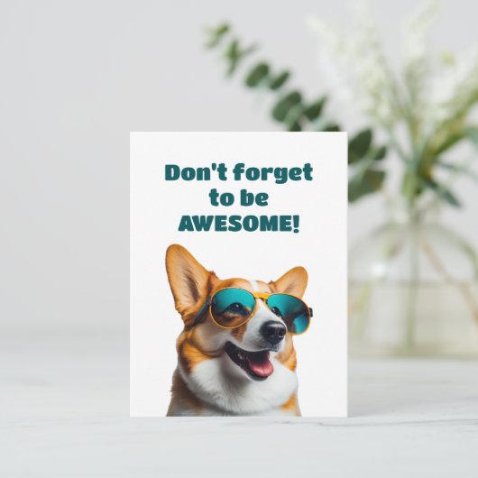 Funny Dog in zonnebrillen Vergeet niet Geweldige t Briefkaart (Staand voorkant)