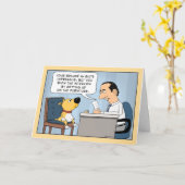 Funny Dog Job Interview Happy Birthday Kaart (Gele Bloem)