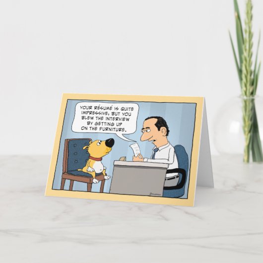 Funny Dog Job Interview Happy Birthday Kaart (Voorkant)