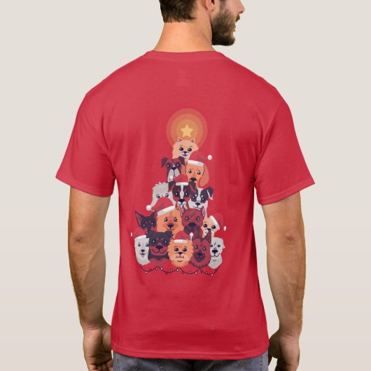 Funny DOG-kerstboom - Adoptie reddingsboot T-shirt (Achterkant)
