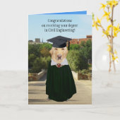 Funny Dog/Lab Afstuderen Civil Engineer Kaart (Gele Bloem)