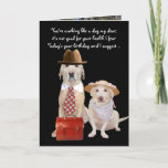 Funny Dog/Lab Birthday for Husband Kaart<br><div class="desc">Humoureus aanpasbare verjaardagskaart,  of verjaardagskaart,  voor echtgenoot.  U kunt alle tekst aanpassen,  de lettertypen,  de tekengrootte en de kleur wijzigen.  U kunt de achtergrondkleur op de voorzijde wijzigen.  Binnen,  is de strandachtergrond bedankt aan publicdomainpictures.net.  Op de voorkant ziet Mozes er moe uit en gedragen.  Hij lijkt goed berooid.  lol!</div>