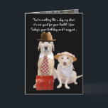 Funny Dog/Lab Birthday for Husband Kaart<br><div class="desc">Humoureus aanpasbare verjaardagskaart,  of verjaardagskaart,  voor echtgenoot.  U kunt alle tekst aanpassen,  de lettertypen,  de tekengrootte en de kleur wijzigen.  U kunt de achtergrondkleur op de voorzijde wijzigen.  Binnen,  is de strandachtergrond bedankt aan publicdomainpictures.net.  Op de voorkant ziet Mozes er moe uit en gedragen.  Hij lijkt goed berooid.  lol!</div>