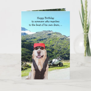 Funny Dog/Lab BIrthday for Male Biker Kaart